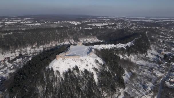 Вид Средневековый Кременецкий Замок Xiii Века Воздуха Территории Украины — стоковое видео