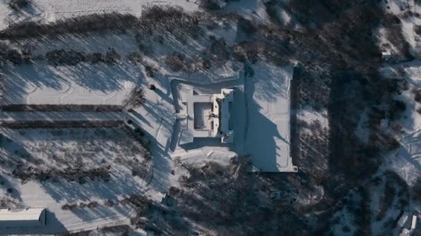 Вгорі Вниз Повітряний Вид Безпілотний Політ Над Історичним Старим Замком — стокове відео