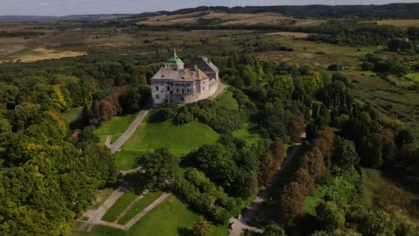 Veduta Panoramica Aerea Del Forte Rettangolare Medievale Sopravvissuto Castello Zolochiv — Video Stock
