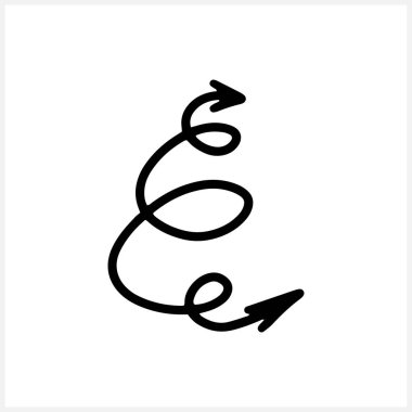Doodle ok simgesi beyaza izole edildi. El çizimi sanat eseri. Çizim sarmalı. Vektör hisse senedi çizimi. EPS 10