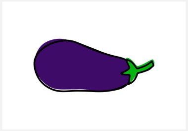 Klip sanatı beyaza izole edilmiş. El yapımı patlıcan. Taslak vektör stok çizimleri. EPS 10