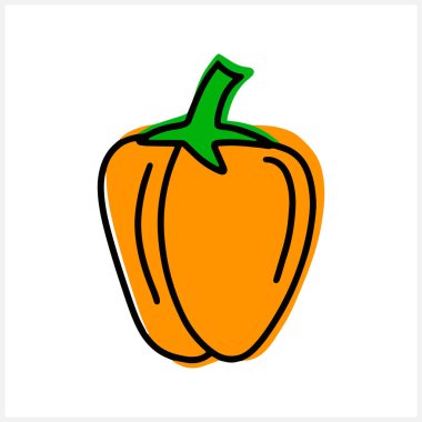 Karabiber kırpma sanatı beyaza izole edilmiş. Eskiz yemeği. Vektör hisse senedi çizimi. EPS 10