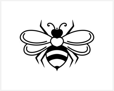 Doodle Bee ikonu beyazda izole edilmiş. El yapımı klipsli resim. Vektör hisse senedi çizimi. EPS 10