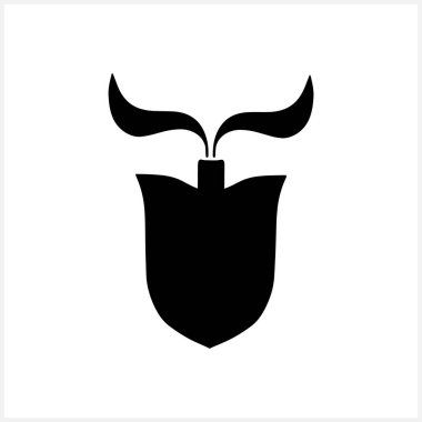 Kürek, kürek ikonu beyaza izole edildi. Bahçe aletleri, çiftlik aletleri. Stencil vektör stok illüstrasyonu. EPS 10