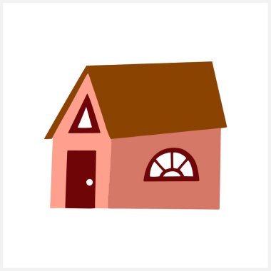 Doodle House klip sanatı izole edildi. Çizgi film evi. Vektör hisse senedi çizimi. EPS 10