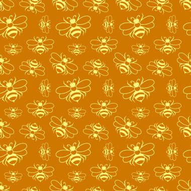 Arıların kusursuz desenleri. El yapımı klipsli resim. Taslak vektör stok çizimi. EPS 10