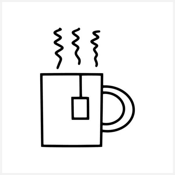 Doodle Tasse Tee Isoliert Auf Weiß Skizzieren Sie Vektor Stock — Stockvektor