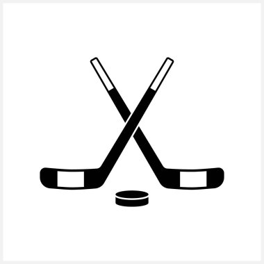 Hokey ikonu izole edildi. Kış sporu işareti. Stencil vektör stok yansıması. EPS 10