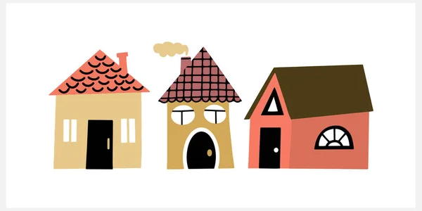 Doodle House Klip Sanatı Izole Edildi Çizgi Film Evi Vektör — Stok Vektör
