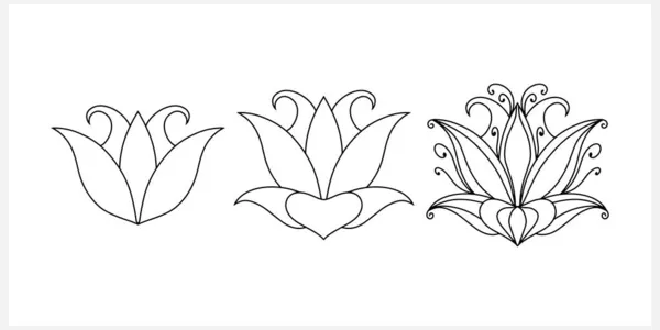 Lotus Blomma Klotter Ikon Isolerad Vitt Blomma Skiss Vektor Stock — Stock vektor