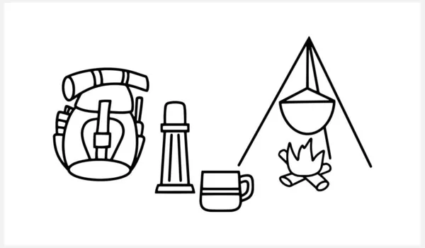 Doodle Tourizm Set Clip Art Isoliert Sketch Abenteuer Handgezeichnete Vektor — Stockvektor