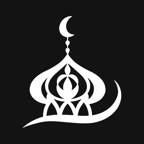 Clipart Moubarak Stencil Moon Masjid Illustration Vectorielle Spe — Image vectorielle