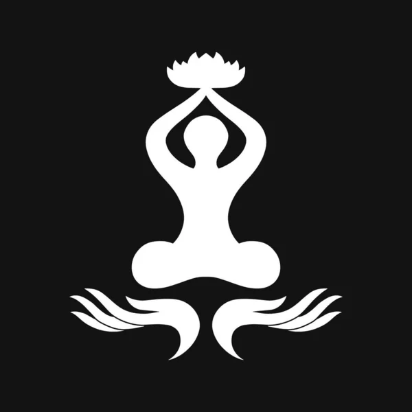 Піктограма Позиції Lotus Векторний Силует Жінки Йоги Квітка Лотоса Падмасана — стоковий вектор