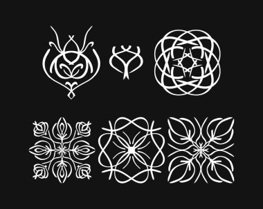 Bağbozumu elemanı. El çizimi sanat eseri. Soyut bir çiçek çiz. Vektör hisse senedi çizimi. EPS 10