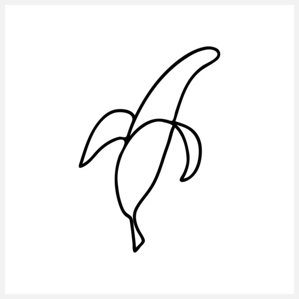 Doodle Alimentos Isolados Delinear Linha Arte Desenhada Mão Banana Vector — Vetor de Stock
