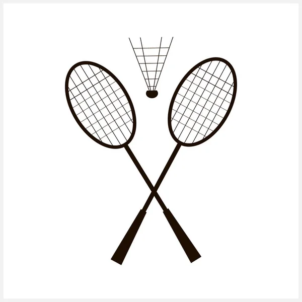 Badminton Icon Isolated Silhouettes Rackets Shuttlecocks Vector Stock Illustration Eps — Stock Vector