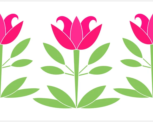 Lotos Nebo Tulipán Květina Bezešvé Hranice Izolované Vektorová Ilustrace Eps — Stockový vektor