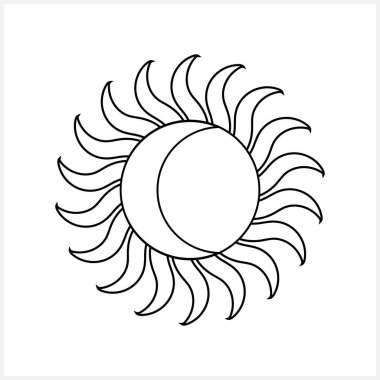 Güneş ve Ay ikonu izole edildi. Taslak sanatı. Vektör hisse senedi çizimi. EPS 10