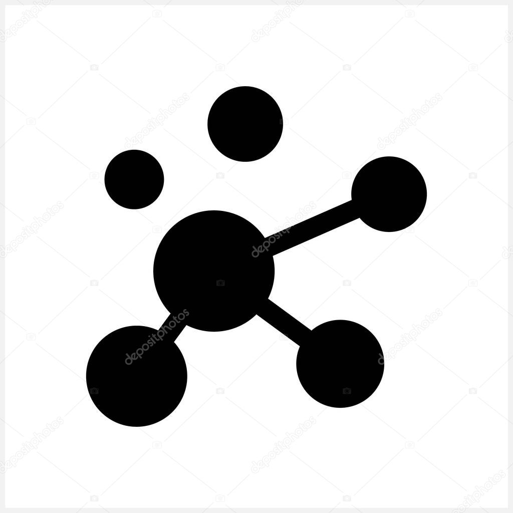 Molecule icon isolated. Atom or ion symbol. Stencil vector stock illustration. EPS 10