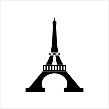 Eyfel kule klip sanatı. Dünya dönüm noktası. Romantik bir ikon. Paris kartları aşk ve romantizmi simgeler. Stencil Vektör illüstrasyonu. EPS 10