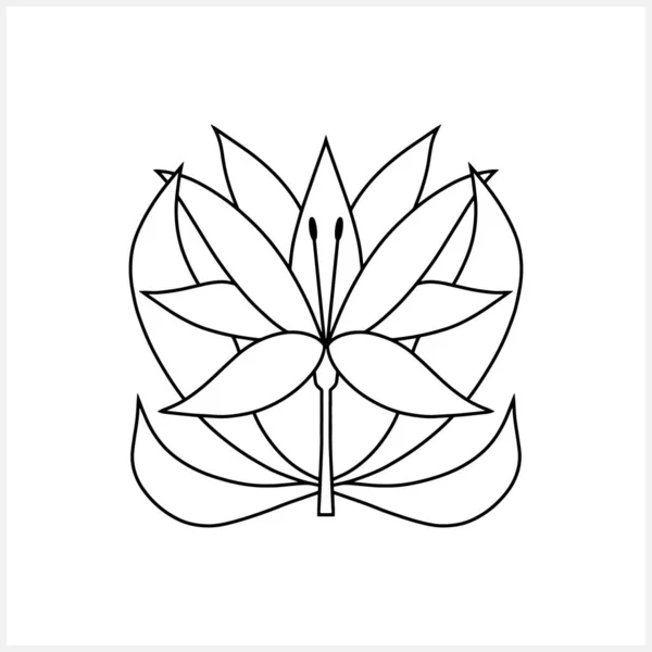 Flor Loto Con Icono Hoja Aislada Dibujo Vector Stock Ilustración — Archivo Imágenes Vectoriales