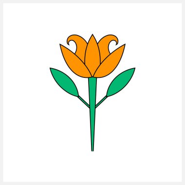 Lotus or tulip flower with leaf icon isolated. Sketch vector stock illustration. EPS 10