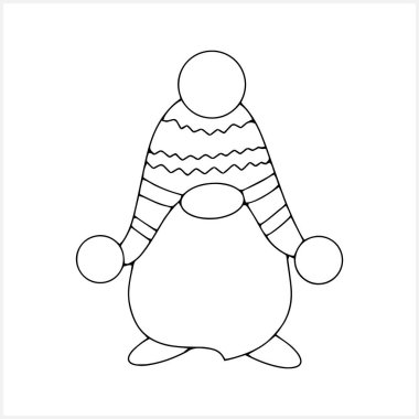 Doodle gnome klip sanatı Renklendirme sayfası kitabı Taslak vektör stok illüstrasyonu EPS 10