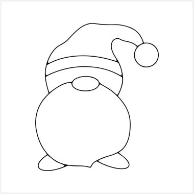 Doodle gnome klip sanatı Renklendirme sayfası kitabı Taslak vektör stok illüstrasyonu EPS 10