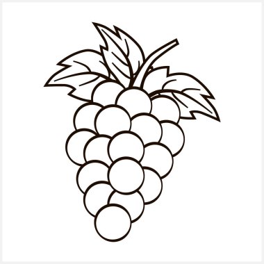 Yaprak ikonlu üzüm. Yemek taslağı. Sonbahar sembolü. Üzüm. Vektör hisse senedi çizimi. EPS 10