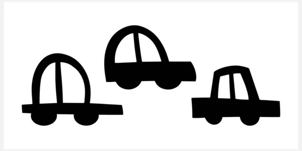 Car Icon Isolated Kids Hand Drawn Art Vector Stock Illustration — Stock Vector