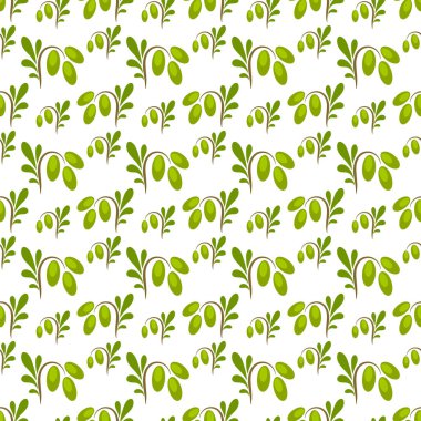 Zeytinsiz desen izole edildi. Yaprak ve meyveli dal. Catroon Vector hisse senedi çizimi. EPS 10