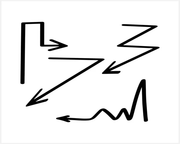 Doodle Arrow Clipart Isolated Hand Drawn Art Line Sketch Vector — Stock Vector