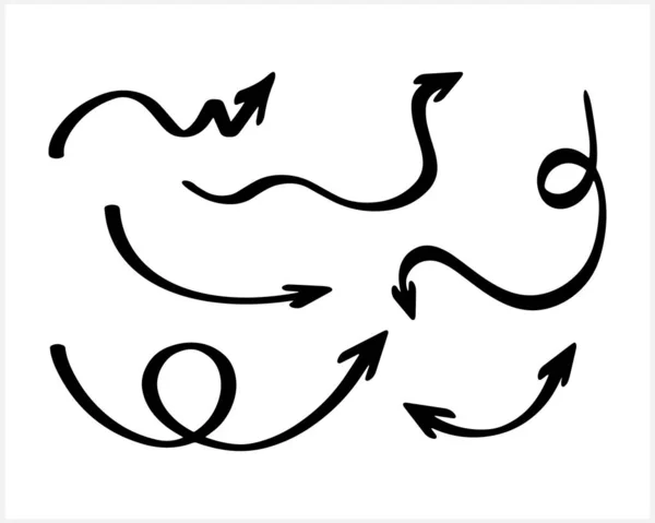 Doodle Pijl Clipart Geïsoleerd Handgetekende Kunstlijn Schets Vectorvoorraadillustratie Eps — Stockvector