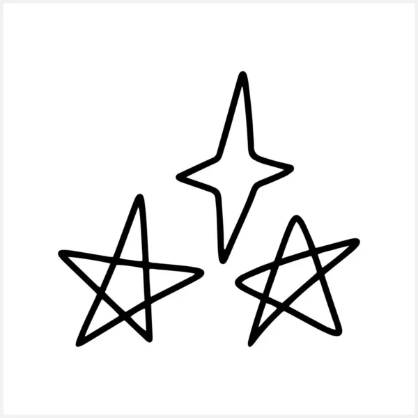 Doodle Glanz Star Ikone Isoliert Handgezeichnete Linienkunst Skizzieren Sie Vektor — Stockvektor