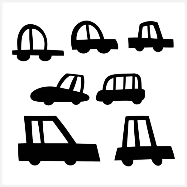 Car Icon Isolated Kids Hand Drawn Art Stencil Vector Stock — Stock Vector
