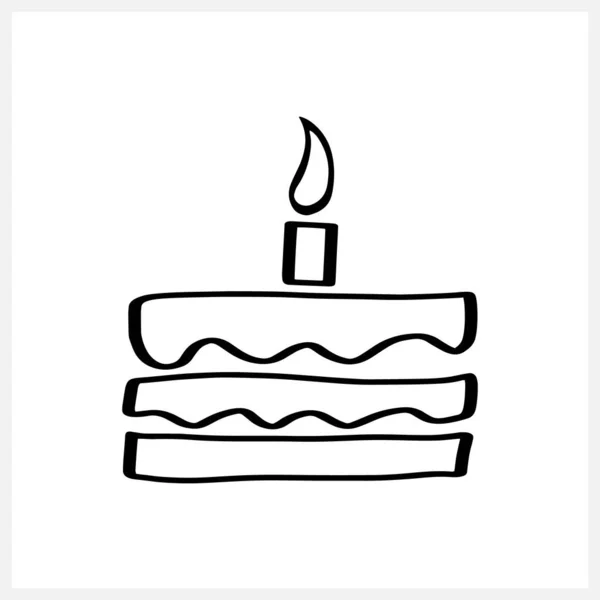 Potlood Cake Icoon Geïsoleerd Doodle Cake Voor Verjaardagsviering Met Enkele — Stockvector