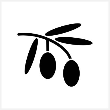 Zeytin rengini karala. Yaprak ve meyveli dal soyutlanmış. Vektör hisse senedi çizimi. EPS 10