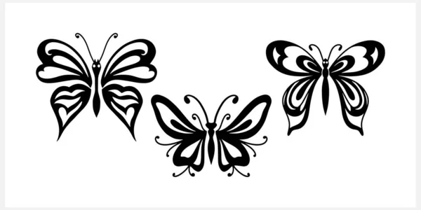 Doodle Butterfly Icon Isolated Hand Drawn Line Art Sketch Animal — стоковый вектор