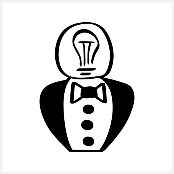 Doodle Personnes Avec Clipart Lampe Problème Symbole Solution Illustration Vectorielle — Image vectorielle