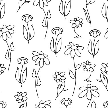 Kelebeksiz desenli çiçek yalıtılmış. Çizgi film vektör stok çizimi. EPS 10