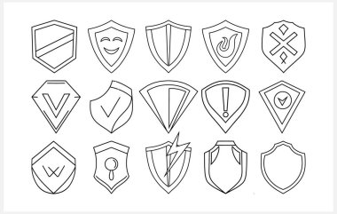 Kalkan, koruma ikonu izole edildi. Düz tabela. Vektör hisse senedi çizimi. EPS 10