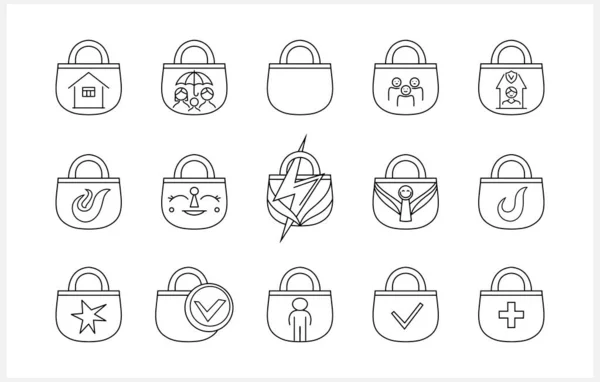 Doodle Lock Icon Isolated Filled Flat Sign Vector Stock Illustration — Stock Vector