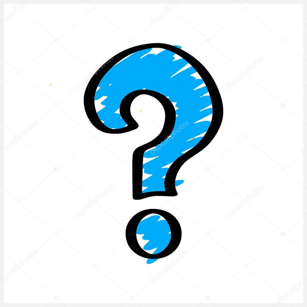Dooodle question icon. Sketch attention sign. Vector stock illustration. EPS 10