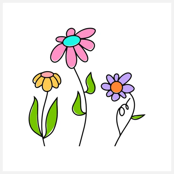 Doodle Flor Clipart Aislado Dibujos Animados Vector Stock Ilustración Eps — Archivo Imágenes Vectoriales