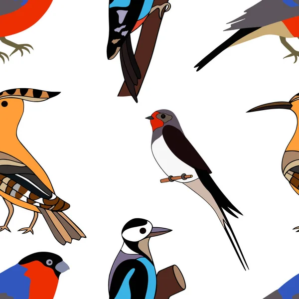 Patrón Sin Costuras Pájaro Doodle Animal Dibujado Mano Pájaro Dibujado — Archivo Imágenes Vectoriales
