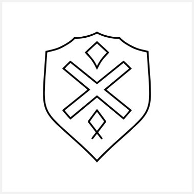 Kalkan, koruma ikonu izole edildi. Klipsli karalama. Vektör hisse senedi çizimi. EPS 10