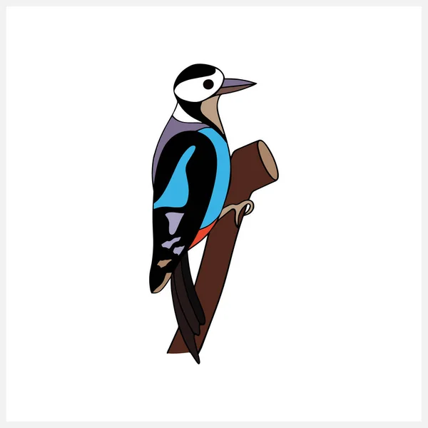 Doodle Woodpecker Bird Clip Art Isolated Hand Drawn Animal Vector — Stock Vector