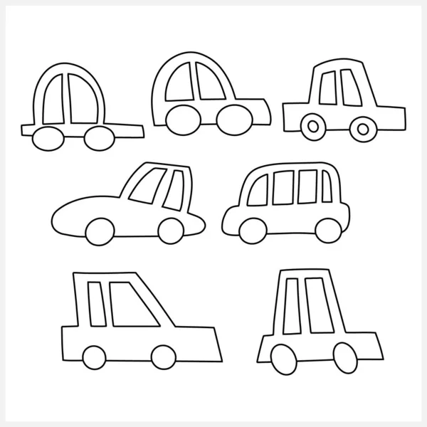 Car Icon Isolated Kids Hand Drawn Art Coloring Book Sketch — Stock Vector