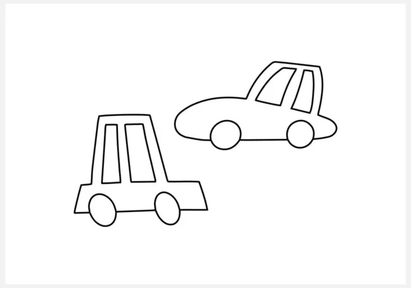 Car Icon Isolated Kids Hand Drawn Art Coloring Book Sketch — Vector de stock