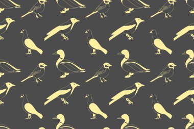 Karalamalı kuş deseni. El yapımı hayvan. El çizimi kuş. Vektör hisse senedi çizimi. EPS 10